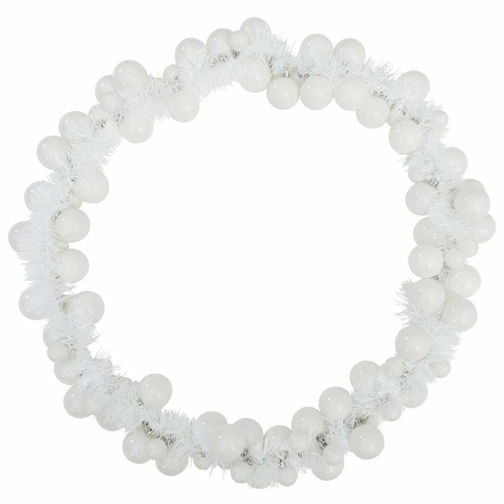 Ghirlanda di palline di Natale, bianca, 186 cm, polistirolo