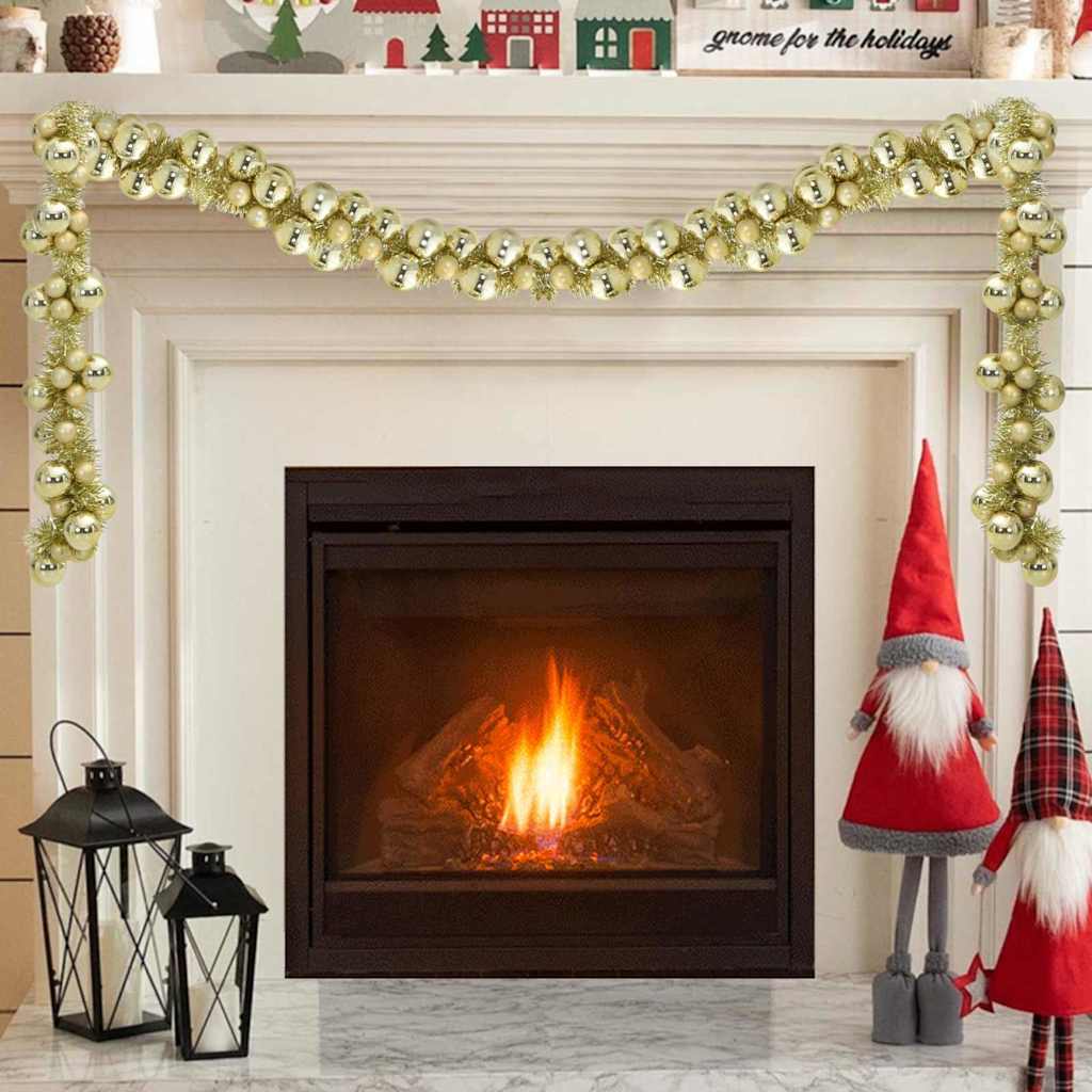 Ghirlanda di palline di Natale, oro, 186 cm, polistirolo