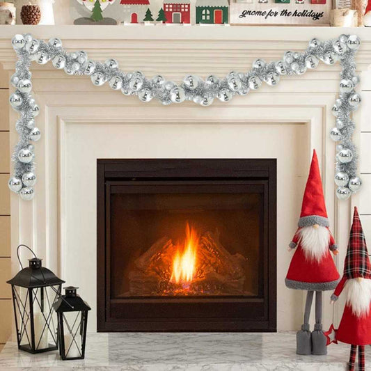 Ghirlanda di palline di Natale, argento, 186 cm, polistirolo