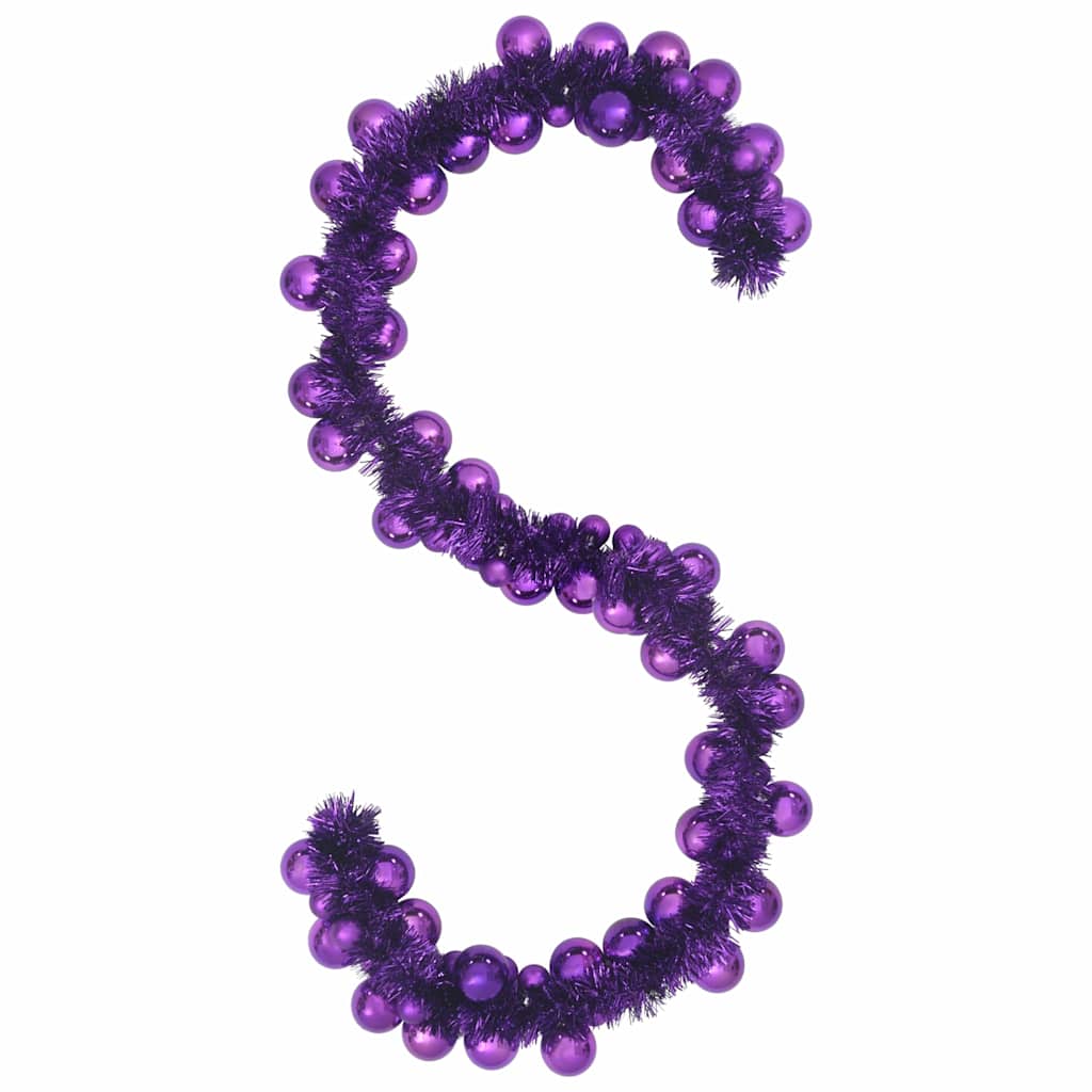Ghirlanda di palline di Natale, viola, 186 cm, polistirolo