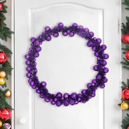 Ghirlanda di palline di Natale, viola, 186 cm, polistirolo