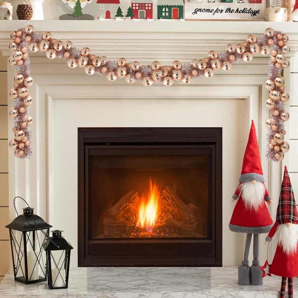 Ghirlanda di palline di Natale in oro rosa, 186 cm, polistirolo