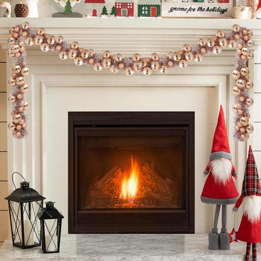 Ghirlanda di palline di Natale in oro rosa, 186 cm, polistirolo