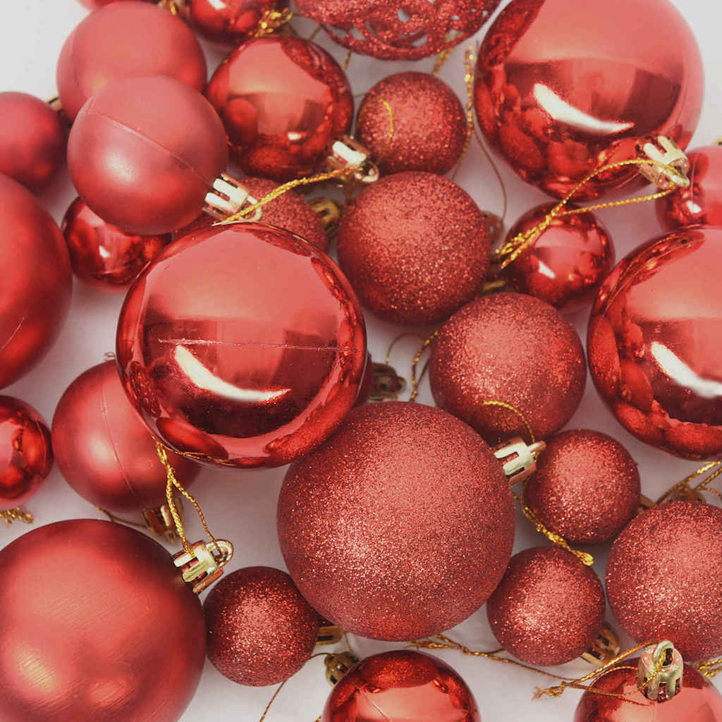 Set di palline di Natale con 300 LED, 120 pezzi, plastica rossa