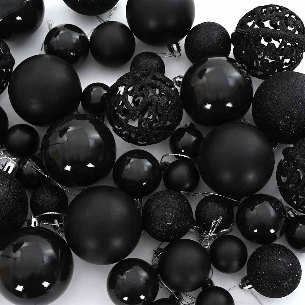 Set di palline di Natale con 300 LED, 120 pezzi, plastica nera