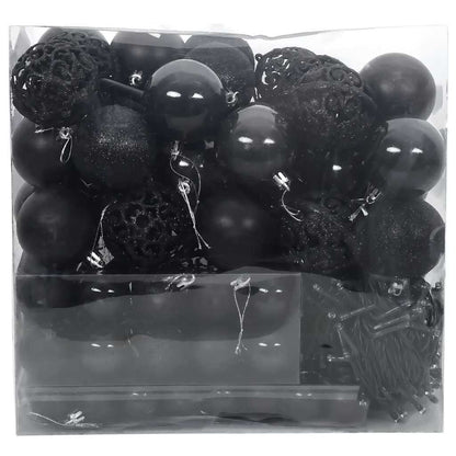 Set di palline di Natale con 300 LED, 120 pezzi, plastica nera