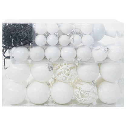 Set di palline di Natale con 150 LED, 61 pezzi, plastica bianca