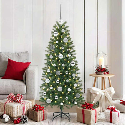 Weihnachtskugel-Set mit 150 LEDs 61 pcs Silber Kunststoff