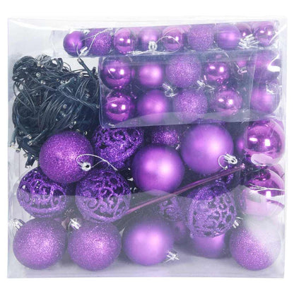 Set di palline di Natale con 300 LED, 120 pezzi, plastica viola
