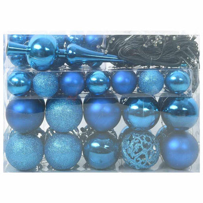 Weihnachtskugel-Set mit 150 LEDs 61 pcs Blau Kunststoff