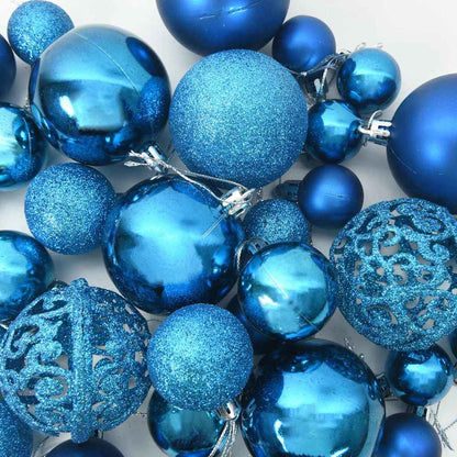 Set di palline di Natale con 300 LED, 120 pezzi, plastica blu
