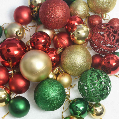 Weihnachtskugel-Set mit 150 LEDs 61 pcs Mehrfarbig Kunststoff