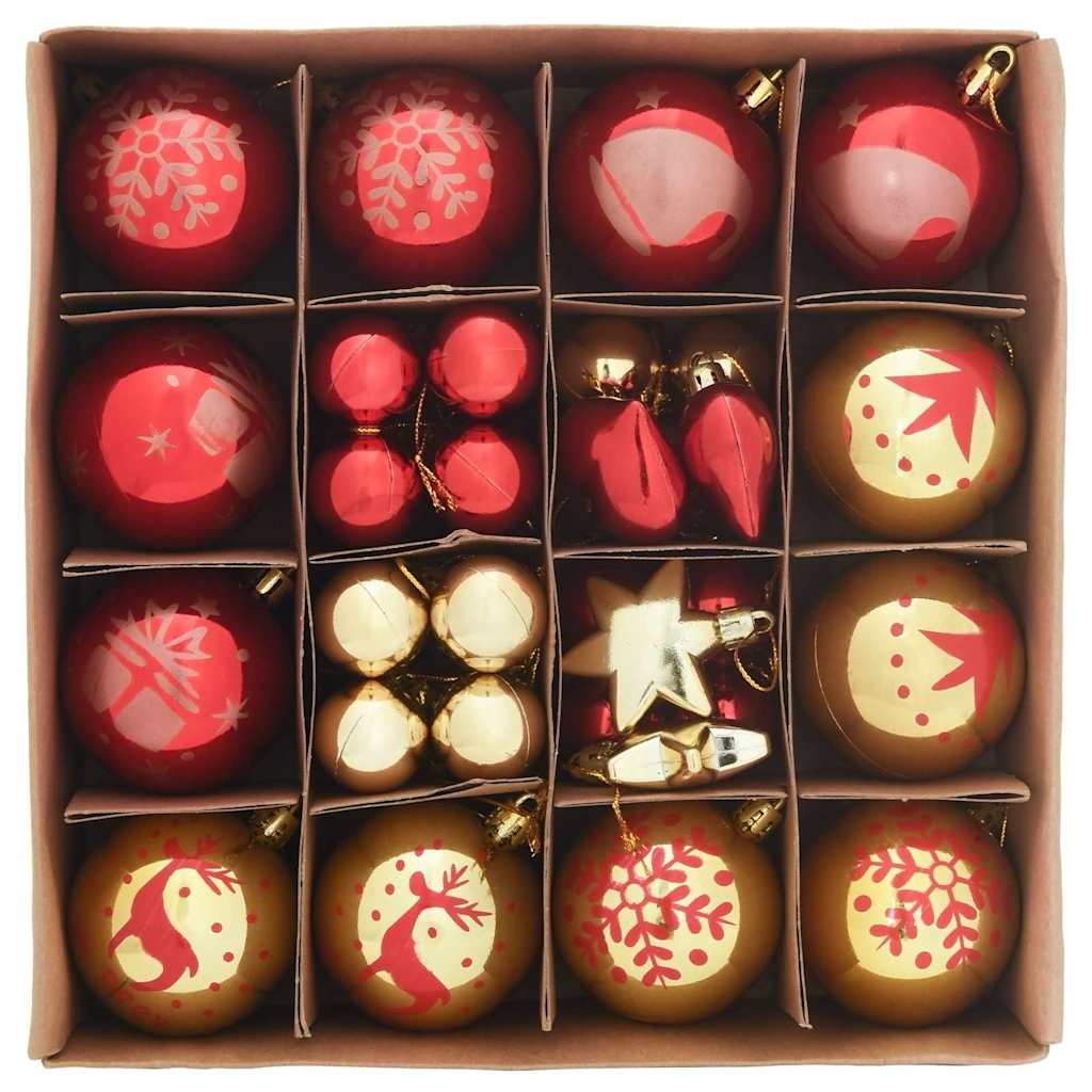 Weihnachtskugel-Set 40 pcs Gold und Rot Kunststoff