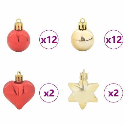 Weihnachtskugel-Set 40 pcs Gold und Rot Kunststoff