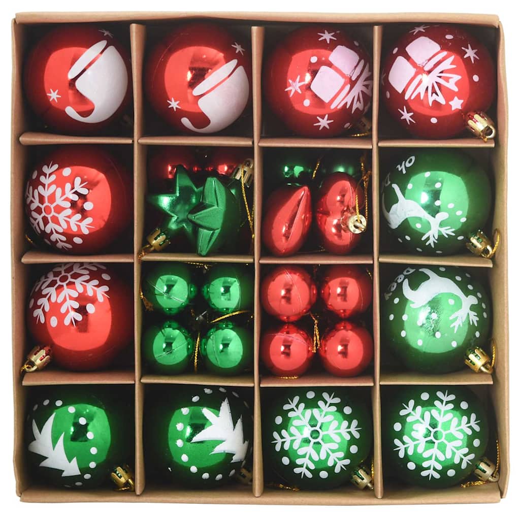 Set di palline di Natale, 40 pezzi, rosso e verde