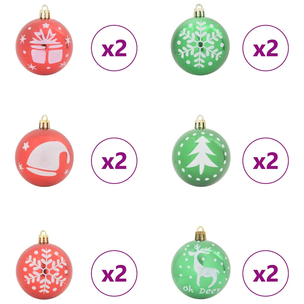 Set di palline di Natale, 40 pezzi, rosso e verde