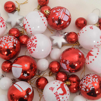 Set di palline di Natale, 40 pezzi, rosso e bianco