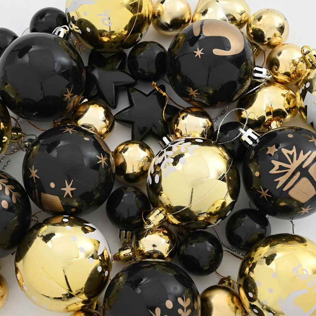 Weihnachtskugel-Set 40 pcs Schwarz und Gold Kunststoff