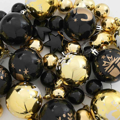 Weihnachtskugel-Set 40 pcs Schwarz und Gold Kunststoff