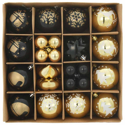 Weihnachtskugel-Set 40 pcs Schwarz und Gold Kunststoff