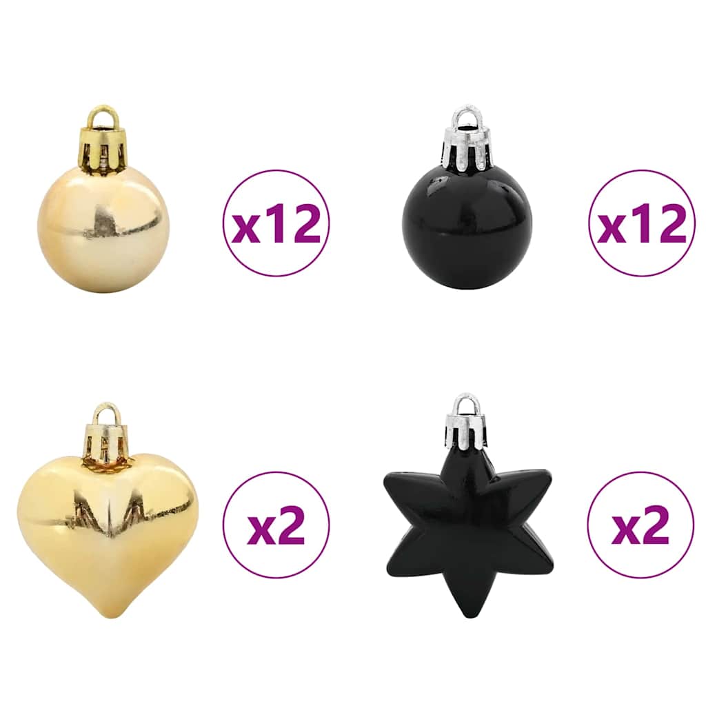 Weihnachtskugel-Set 40 pcs Schwarz und Gold Kunststoff