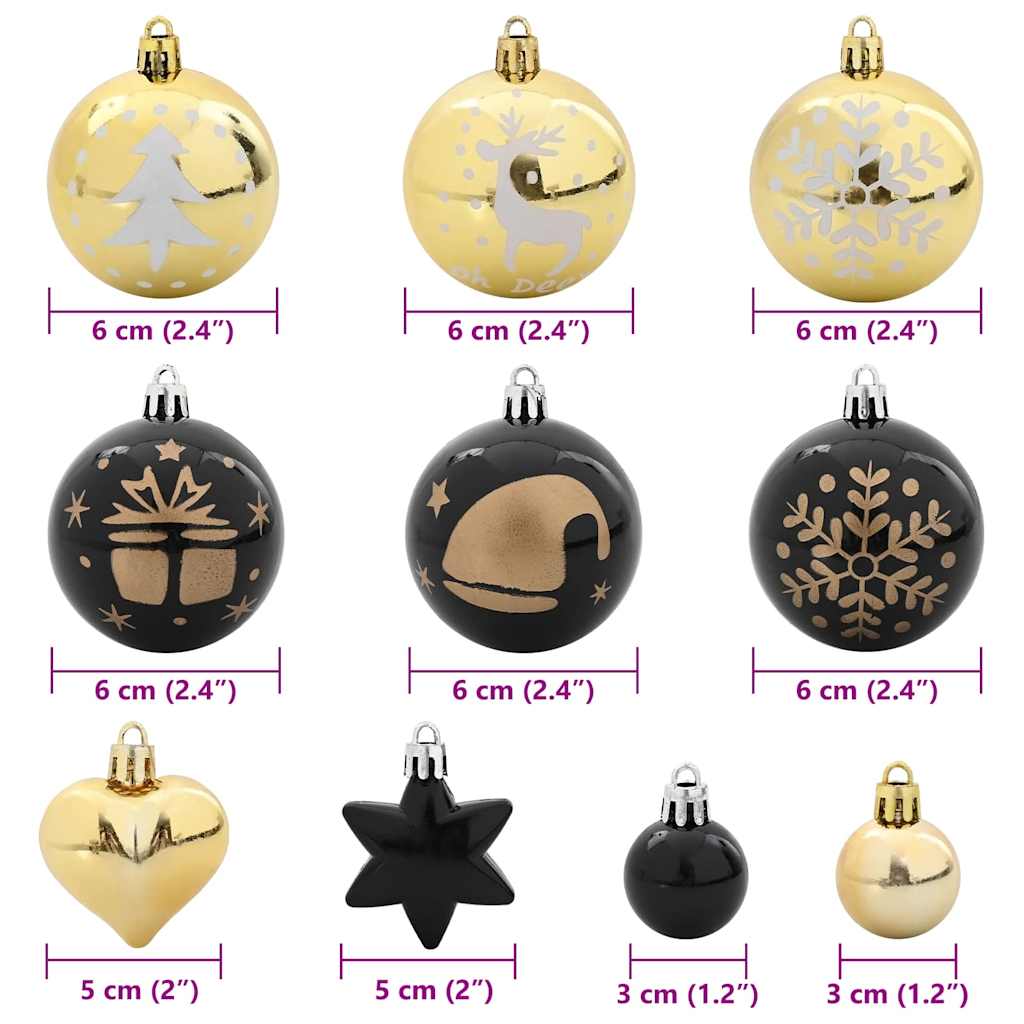 Weihnachtskugel-Set 40 pcs Schwarz und Gold Kunststoff