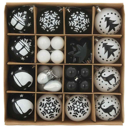 Set di palline di Natale, 40 pezzi, bianco e nero