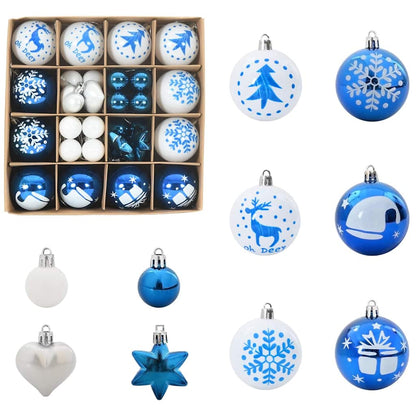 Set di palline di Natale, 40 pezzi, blu e bianco