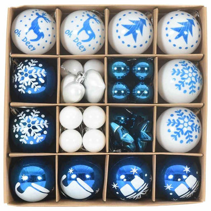 Set di palline di Natale, 40 pezzi, blu e bianco