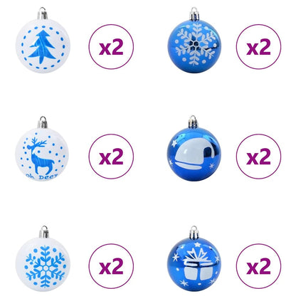 Set di palline di Natale, 40 pezzi, blu e bianco