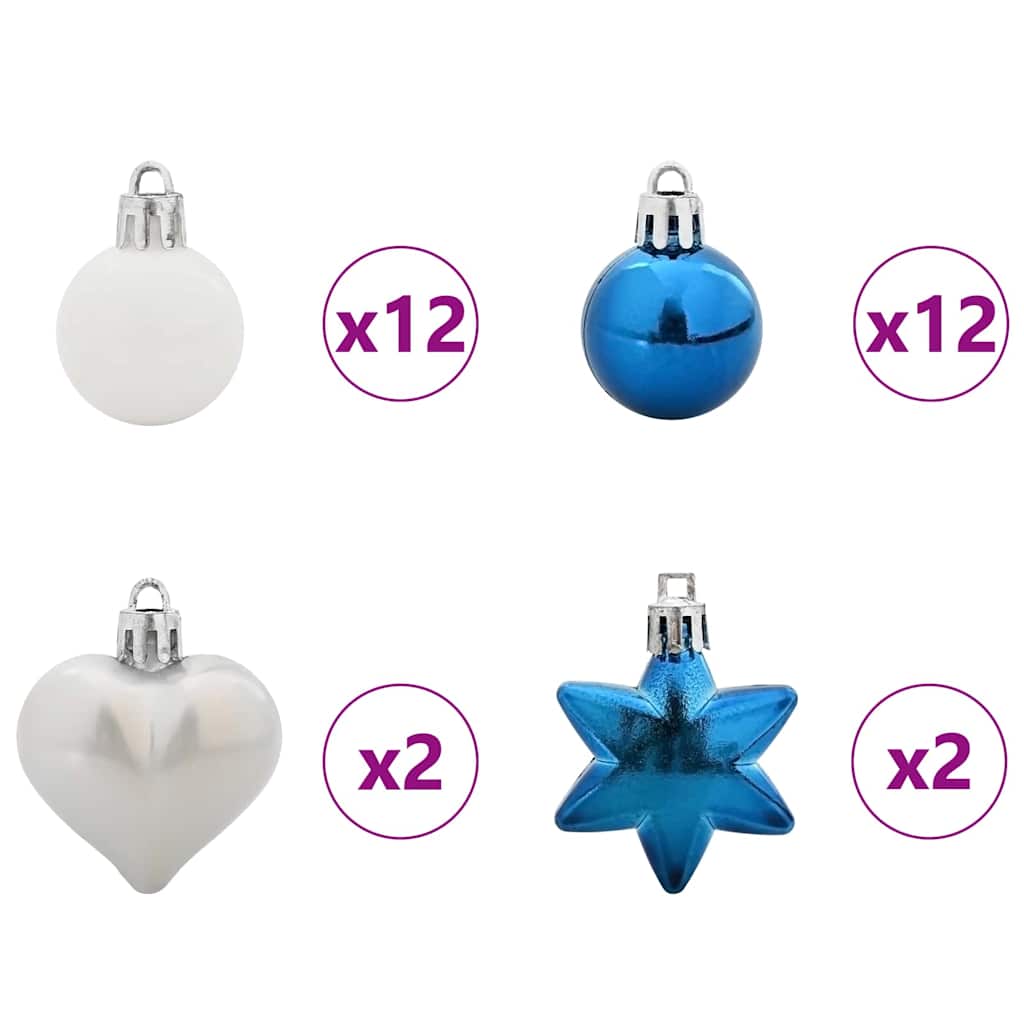 Set di palline di Natale, 40 pezzi, blu e bianco