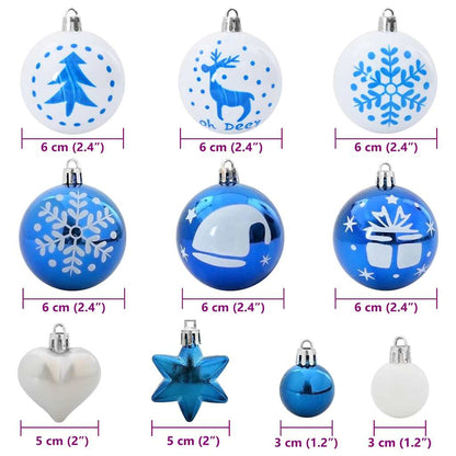 Set di palline di Natale, 40 pezzi, blu e bianco