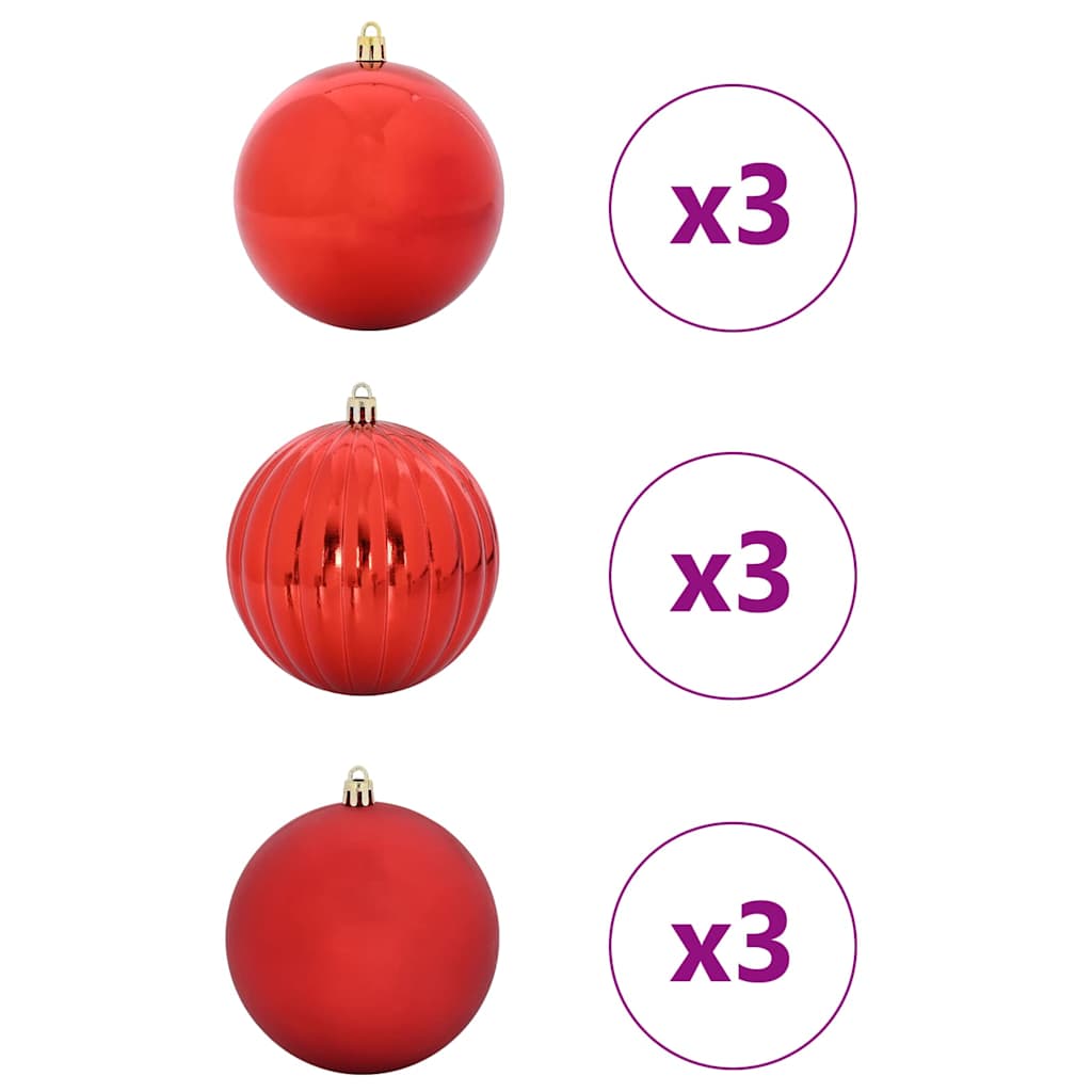 Set di palline di Natale, 9 pezzi, rosso