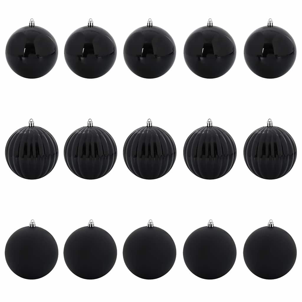 Weihnachtskugel-Set 15 pcs Schwarz Kunststoff