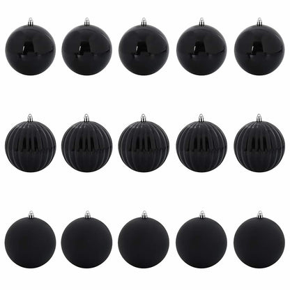 Weihnachtskugel-Set 15 pcs Schwarz Kunststoff