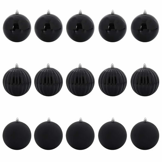 Weihnachtskugel-Set 15 pcs Schwarz Kunststoff