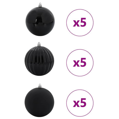 Weihnachtskugel-Set 15 pcs Schwarz Kunststoff