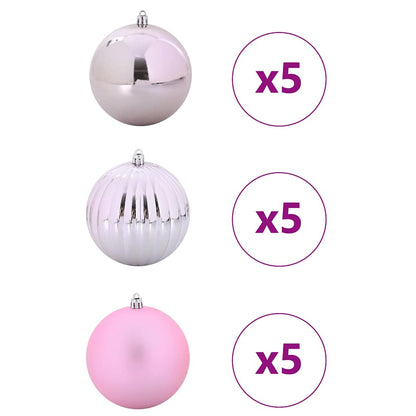 Weihnachtskugel-Set 15 pcs Rosa Kunststoff