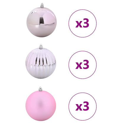 Set di palline di Natale, 9 pezzi, rosa