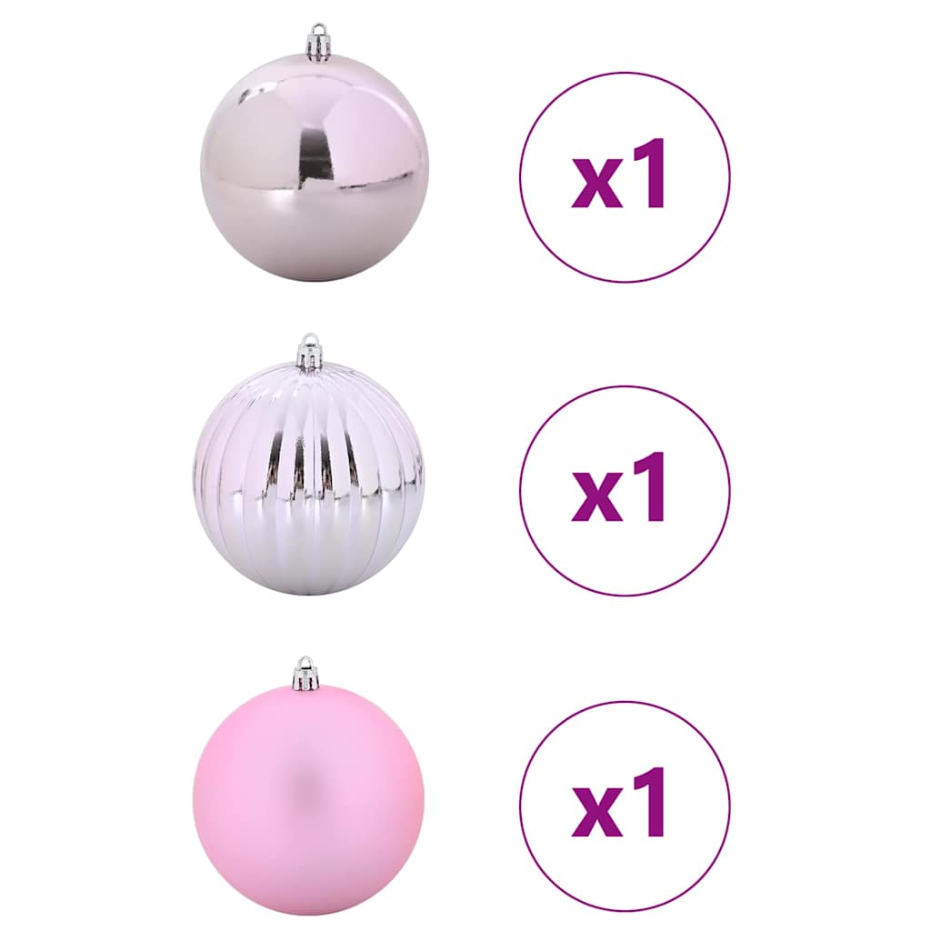 Weihnachtskugel-Set 3 pcs Rosa Kunststoff