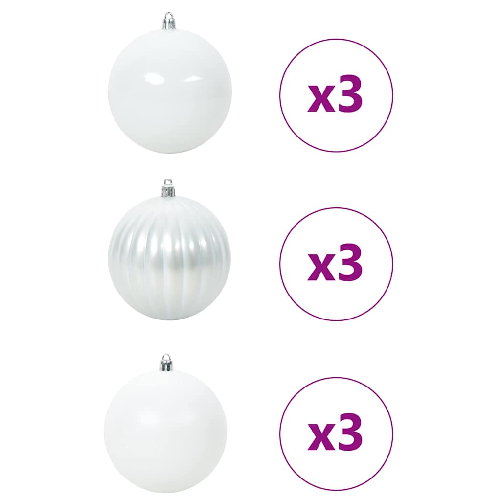 Set di palline di Natale, 9 pezzi, bianco