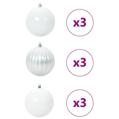 Set di palline di Natale, 9 pezzi, bianco