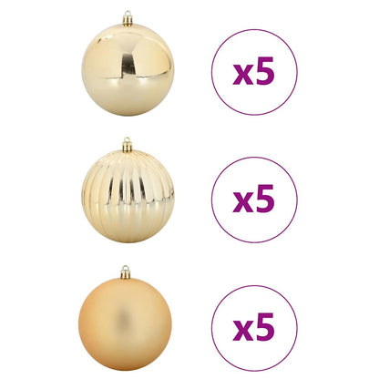 Weihnachtskugel-Set 15 pcs Gold Kunststoff