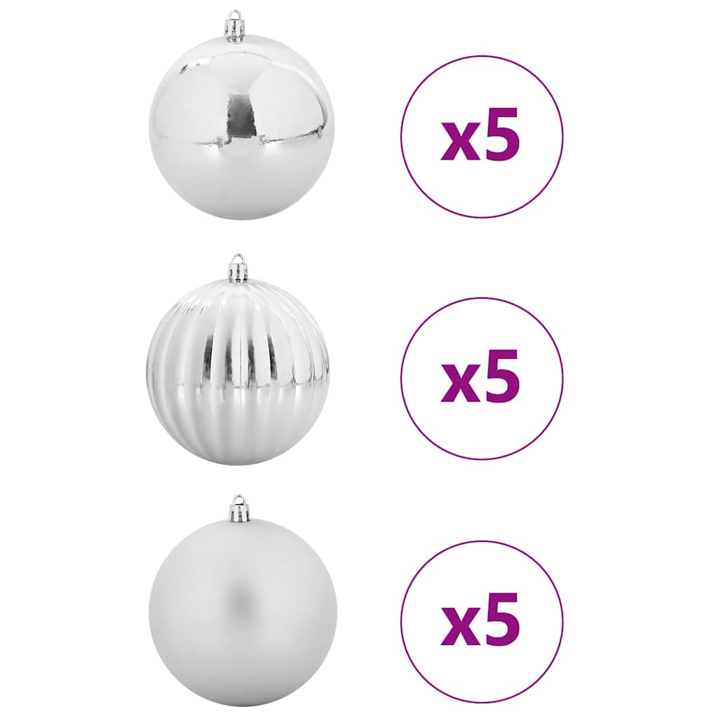 Weihnachtskugel-Set 15 pcs Silber Kunststoff