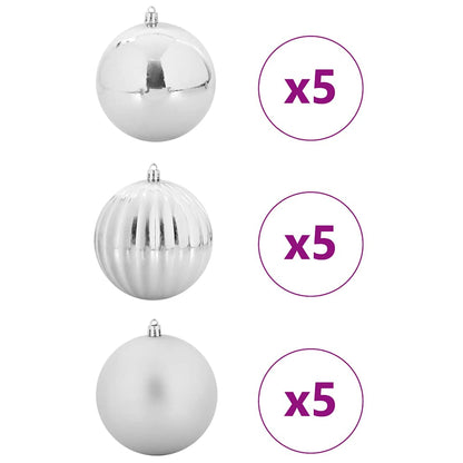Weihnachtskugel-Set 15 pcs Silber Kunststoff