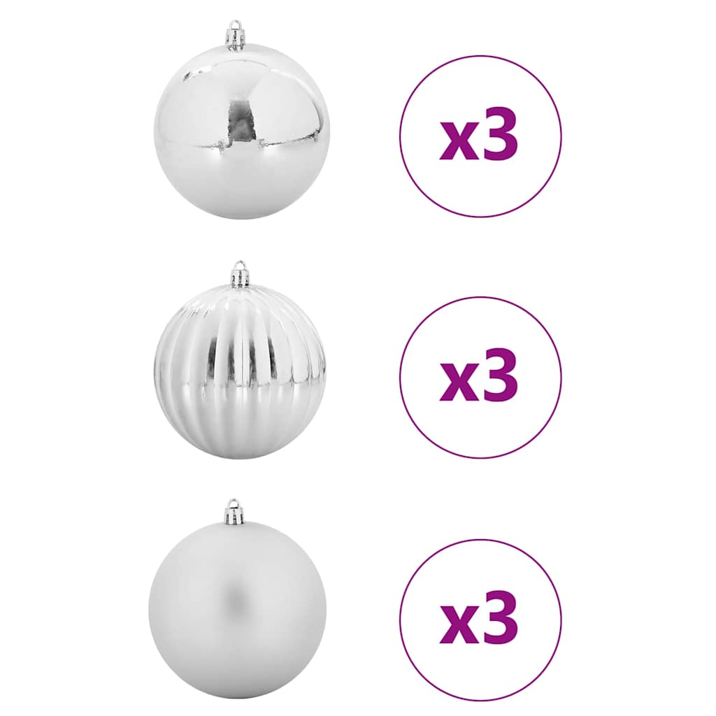 Set di palline di Natale, 9 pezzi, argento