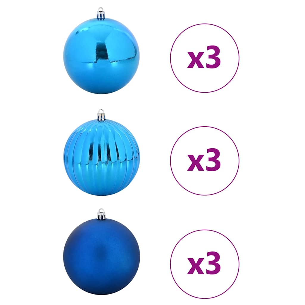 Weihnachtskugel-Set 9 pcs Blau Kunststoff