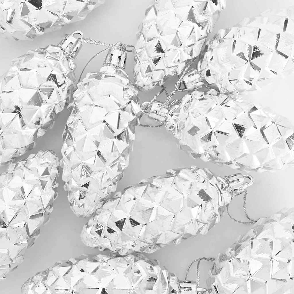Christmas Pine Cone Ball 40 pcs Silber Kunststoff