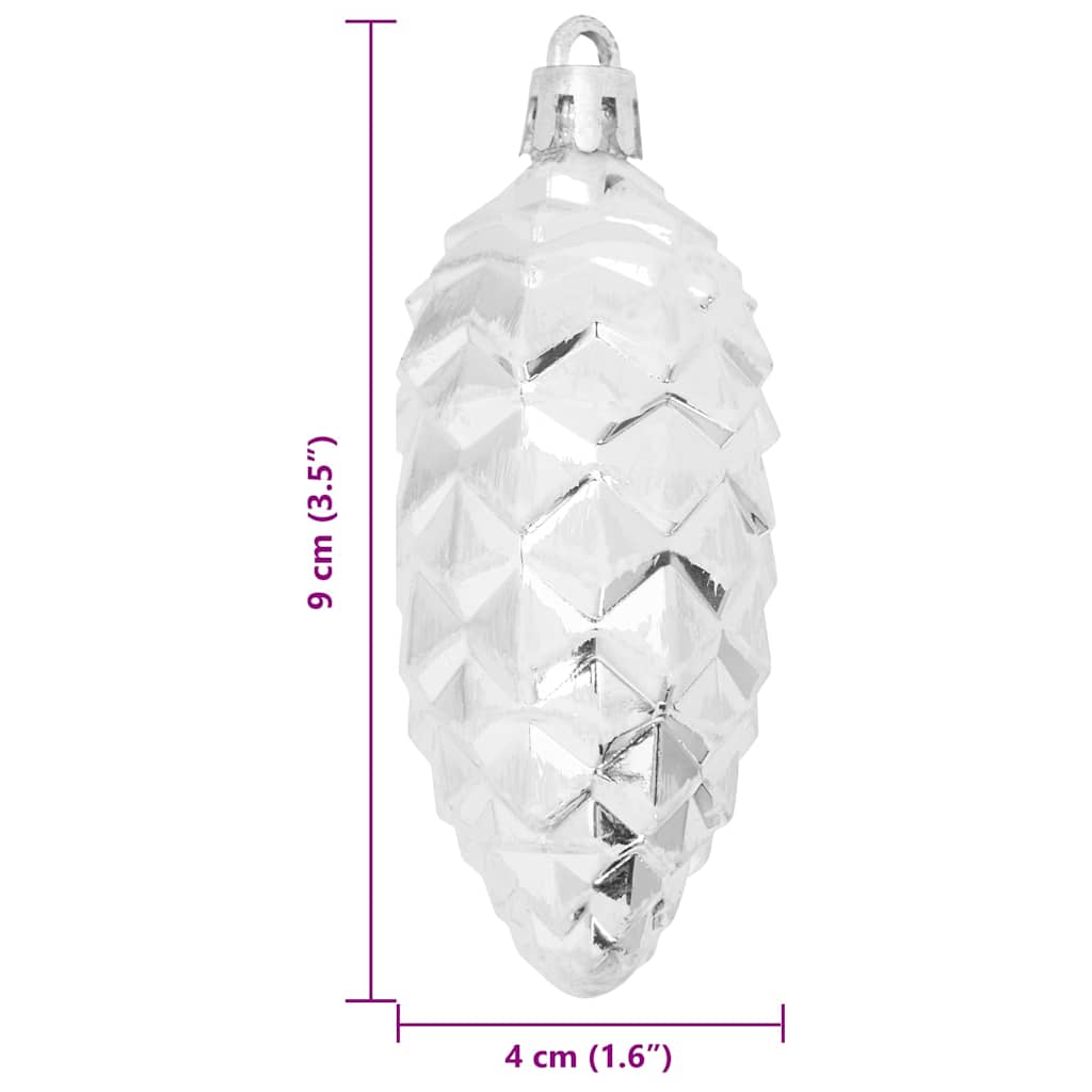 Christmas Pine Cone Ball 40 pcs Silber Kunststoff