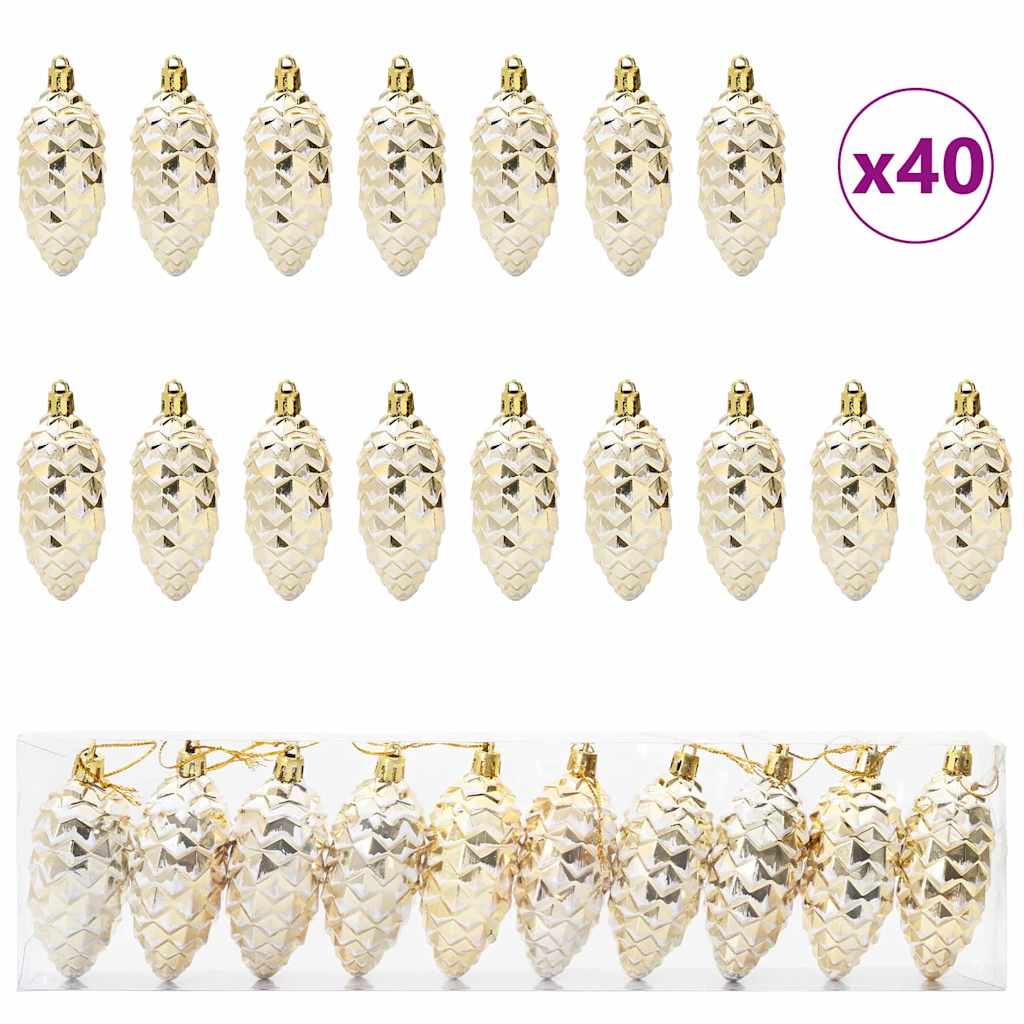 Christmas Pine Cone Ball 40 pcs Gold Kunststoff